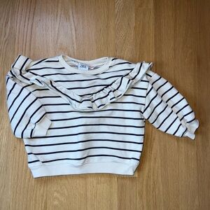 Zara Toddler Navy and Cream Striped Sweatshirt